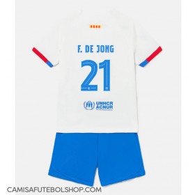 Camisa de time de futebol Barcelona Frenkie de Jong #21 Replicas 2º Equipamento Infantil 2023-24 Manga Curta (+ Calças curtas)